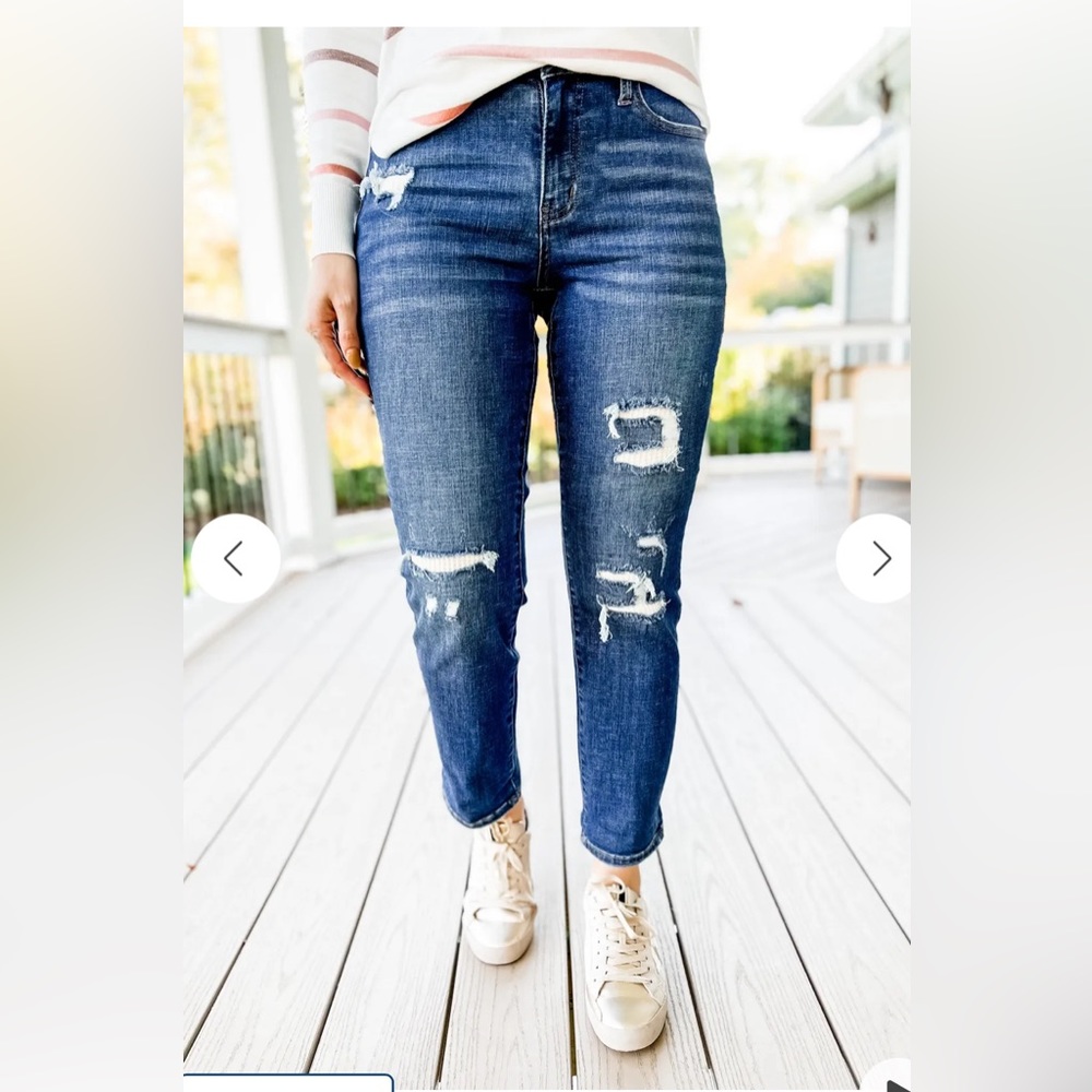 GUC Judy Blue Thermal Patch Skinny Jeans Sz 18W